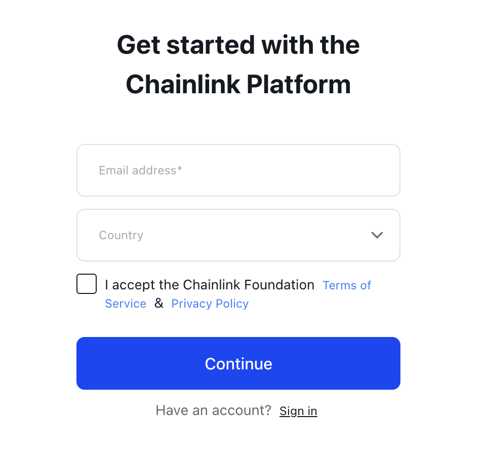 Create account form